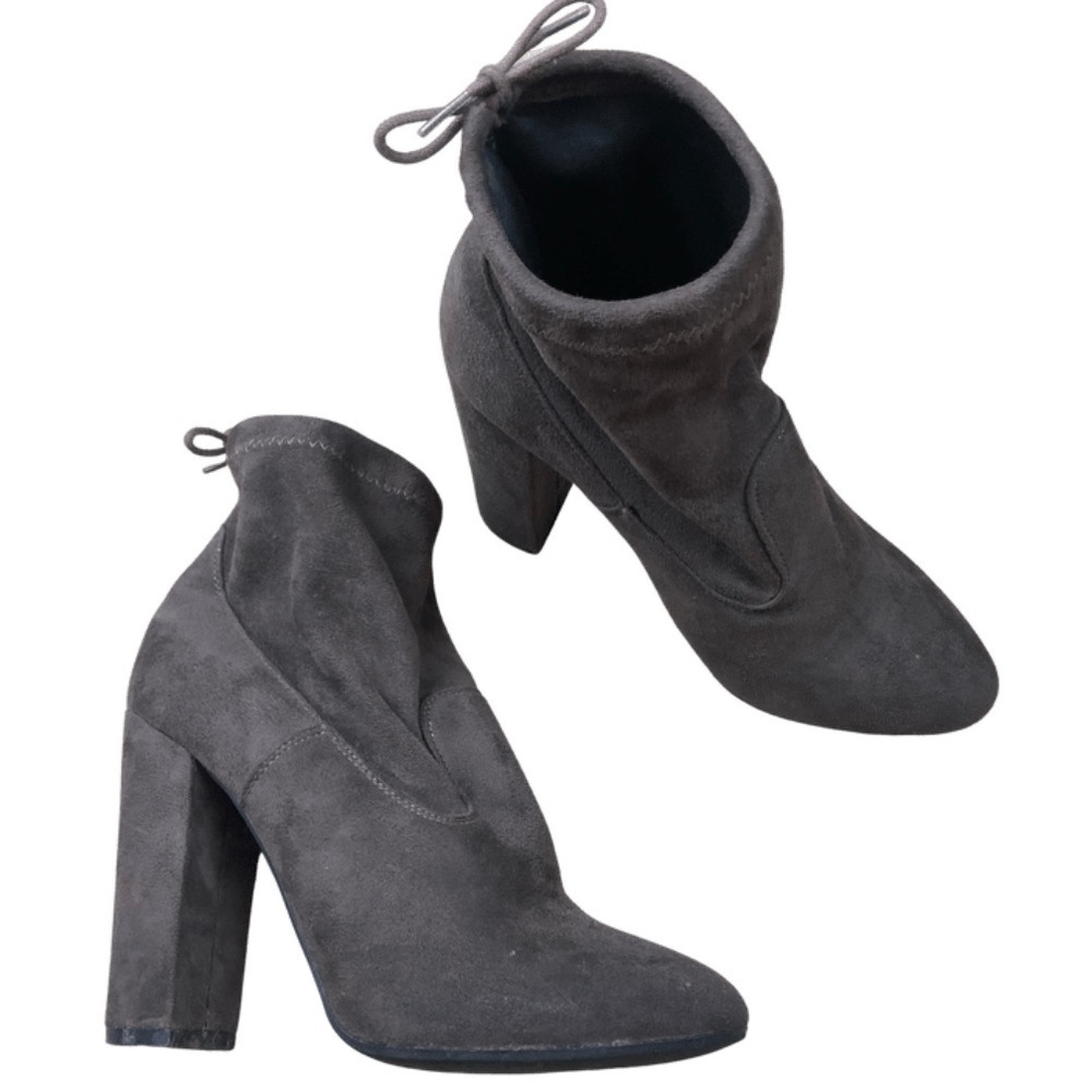 ASOS Public Desire Jenna Womens Brown Suede‎ Block Heel Ankle Boots Tie Accent